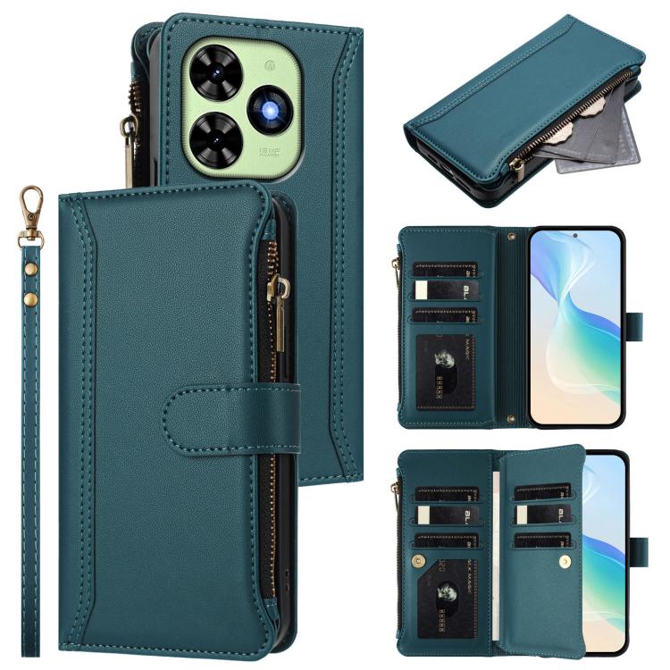 Magnetic Closure 9 Card Slots Zipper Leather Case with Hand Strap, For Tecno Pova 6 Neo, For Tecno Pova 6 4G, For Tecno Pova 6 5G / 6 Pro 5G, For Tecno Camon 30 Pro 5G, For Tecno Camon 30 Premier, For Tecno Camon 30 4G / 5G, For Tecno Spark 20 Pro+ 4G ...