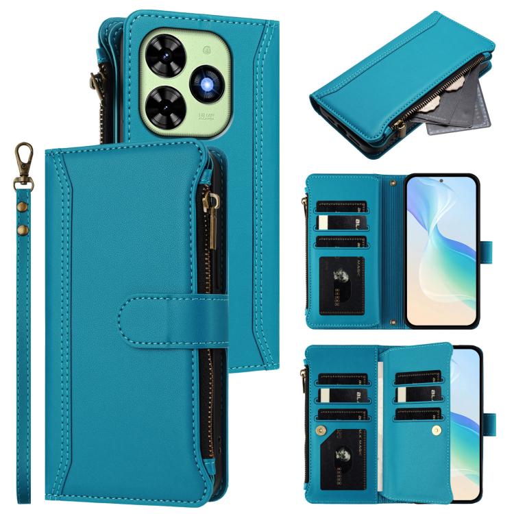 Magnetic Closure 9 Card Slots Zipper Leather Case with Hand Strap, For Tecno Pova 6 Neo, For Tecno Pova 6 4G, For Tecno Pova 6 5G / 6 Pro 5G, For Tecno Camon 30 Pro 5G, For Tecno Camon 30 Premier, For Tecno Camon 30 4G / 5G, For Tecno Spark 20 Pro+ 4G ...