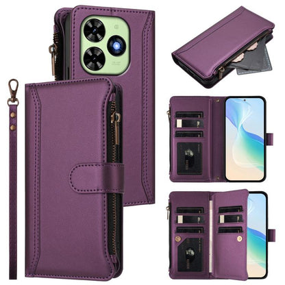 Magnetic Closure 9 Card Slots Zipper Leather Case with Hand Strap, For Tecno Pova 6 Neo, For Tecno Pova 6 4G, For Tecno Pova 6 5G / 6 Pro 5G, For Tecno Camon 30 Pro 5G, For Tecno Camon 30 Premier, For Tecno Camon 30 4G / 5G, For Tecno Spark 20 Pro+ 4G ...