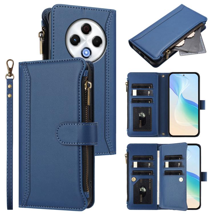 Magnetic Closure 9 Card Slots Zipper Leather Case with Hand Strap, For Tecno Camon 50 Pro 4G, For Tecno Camon 50 4G / CN5, For Tecno Spark Slim 5G, For Tecno Spark Go 1 / 1S / Pop 9, For Tecno Camon 40 Pro 4G Global, For Tecno Camon 40 4G              ...