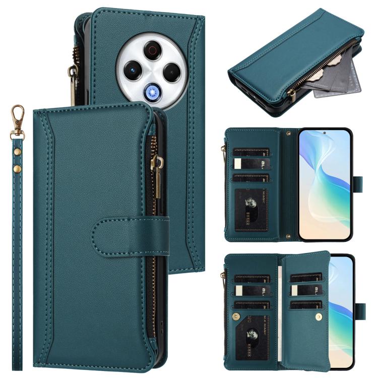 Magnetic Closure 9 Card Slots Zipper Leather Case with Hand Strap, For Tecno Camon 50 Pro 4G, For Tecno Camon 50 4G / CN5, For Tecno Spark Slim 5G, For Tecno Spark Go 1 / 1S / Pop 9, For Tecno Camon 40 Pro 4G Global, For Tecno Camon 40 4G              ...