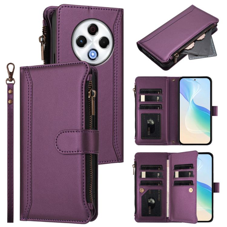 Magnetic Closure 9 Card Slots Zipper Leather Case with Hand Strap, For Tecno Camon 50 Pro 4G, For Tecno Camon 50 4G / CN5, For Tecno Spark Slim 5G, For Tecno Spark Go 1 / 1S / Pop 9, For Tecno Camon 40 Pro 4G Global, For Tecno Camon 40 4G              ...