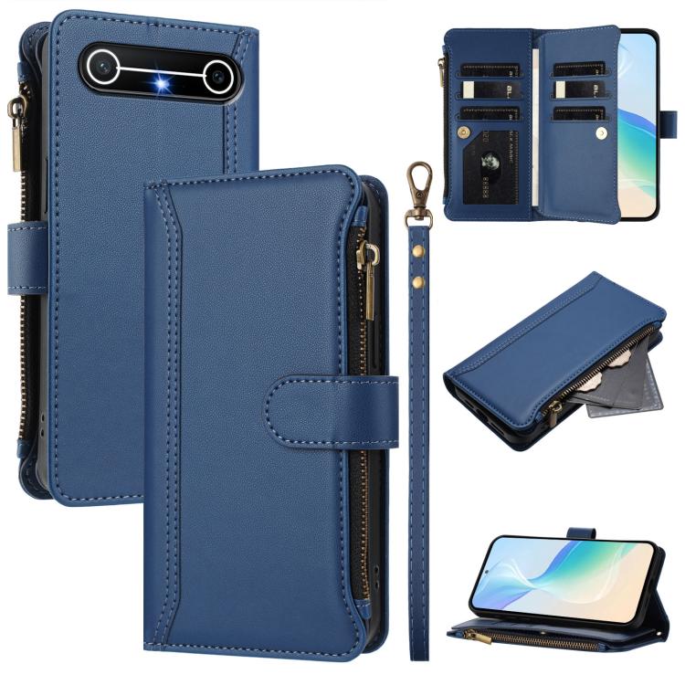 Magnetic Closure 9 Card Slots Zipper Leather Case with Hand Strap, For Tecno Camon 50 Pro 4G, For Tecno Camon 50 4G / CN5, For Tecno Spark Slim 5G, For Tecno Spark Go 1 / 1S / Pop 9, For Tecno Camon 40 Pro 4G Global, For Tecno Camon 40 4G              ...