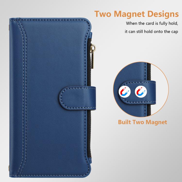 Magnetic Closure 9 Card Slots Zipper Leather Case with Hand Strap, For Tecno Camon 50 Pro 4G, For Tecno Camon 50 4G / CN5, For Tecno Spark Slim 5G, For Tecno Spark Go 1 / 1S / Pop 9, For Tecno Camon 40 Pro 4G Global, For Tecno Camon 40 4G              ...