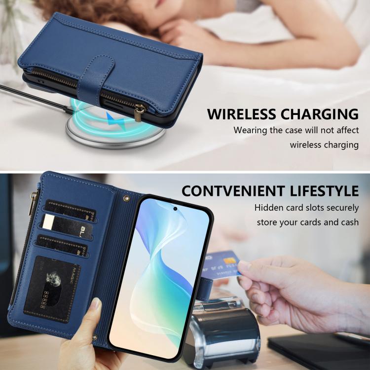 Magnetic Closure 9 Card Slots Zipper Leather Case with Hand Strap, For Tecno Camon 50 Pro 4G, For Tecno Camon 50 4G / CN5, For Tecno Spark Slim 5G, For Tecno Spark Go 1 / 1S / Pop 9, For Tecno Camon 40 Pro 4G Global, For Tecno Camon 40 4G              ...