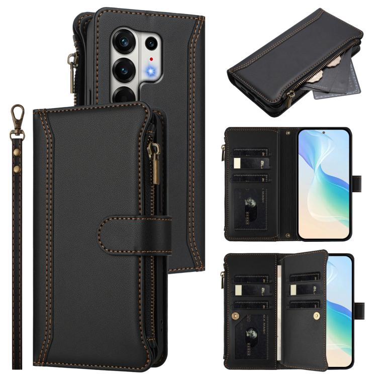 Magnetic Closure 9 Card Slots Zipper Leather Case with Hand Strap, For Tecno Camon 50 Pro 4G, For Tecno Camon 50 4G / CN5, For Tecno Spark Slim 5G, For Tecno Spark Go 1 / 1S / Pop 9, For Tecno Camon 40 Pro 4G Global, For Tecno Camon 40 4G              ...