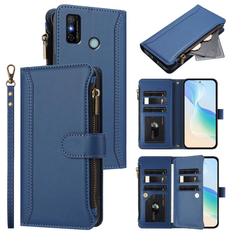 Magnetic Closure 9 Card Slots Zipper Leather Case with Hand Strap, For Tecno Spark 10C / Spark 10 4G, For Tecno Spark 10 Pro 4G, For Tecno Camon 19 / 19 Pro 5G, For Tecno Pova 4 Pro, For Tecno Pova 4, For Tecno Pova Neo 2                               ...