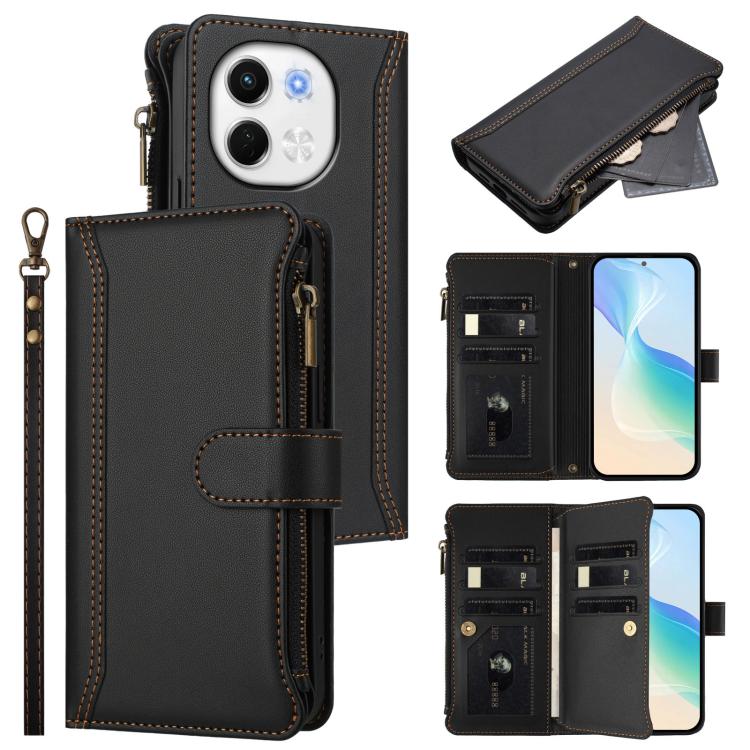 Magnetic Closure 9 Card Slots Zipper Leather Case with Hand Strap, For Tecno Camon 50 Pro 4G, For Tecno Camon 50 4G / CN5, For Tecno Spark Slim 5G, For Tecno Spark Go 1 / 1S / Pop 9, For Tecno Camon 40 Pro 4G Global, For Tecno Camon 40 4G              ...