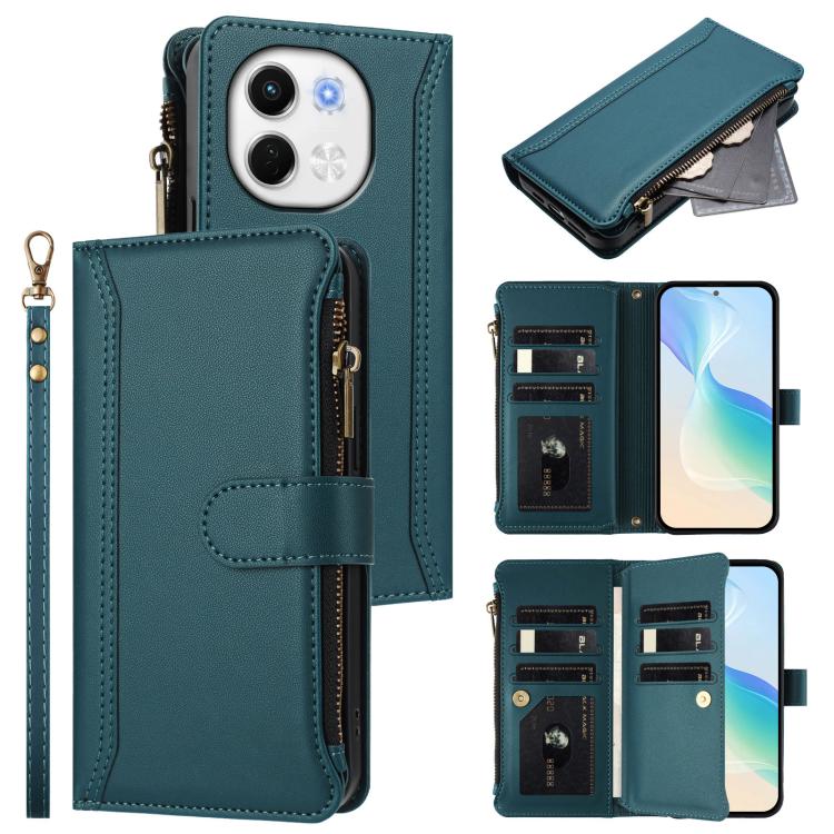 Magnetic Closure 9 Card Slots Zipper Leather Case with Hand Strap, For Tecno Camon 50 Pro 4G, For Tecno Camon 50 4G / CN5, For Tecno Spark Slim 5G, For Tecno Spark Go 1 / 1S / Pop 9, For Tecno Camon 40 Pro 4G Global, For Tecno Camon 40 4G              ...