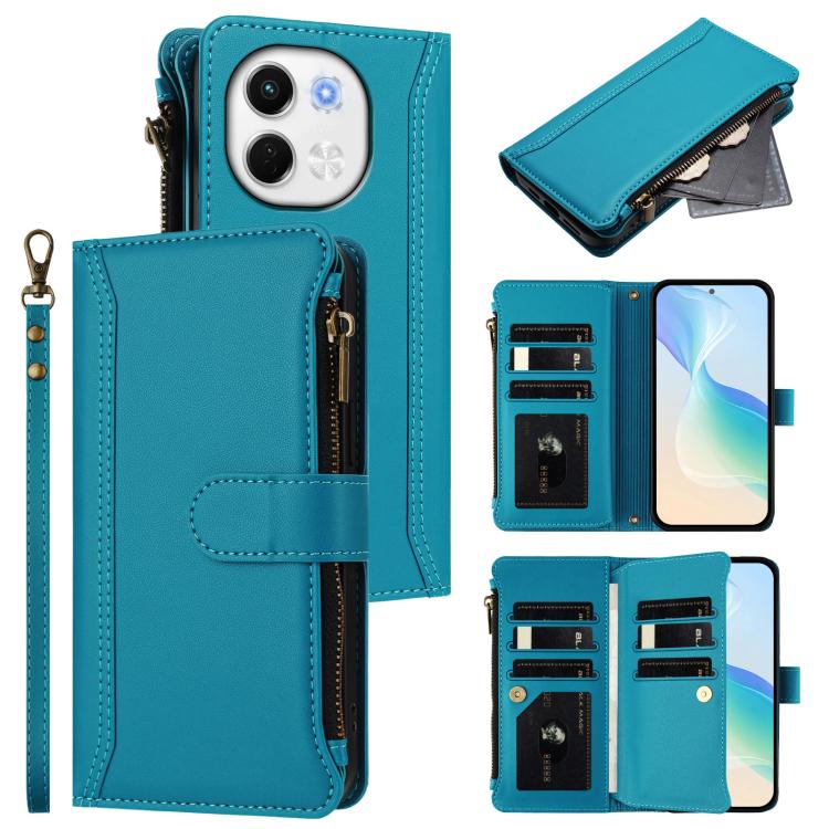 Magnetic Closure 9 Card Slots Zipper Leather Case with Hand Strap, For Tecno Camon 50 Pro 4G, For Tecno Camon 50 4G / CN5, For Tecno Spark Slim 5G, For Tecno Spark Go 1 / 1S / Pop 9, For Tecno Camon 40 Pro 4G Global, For Tecno Camon 40 4G              ...