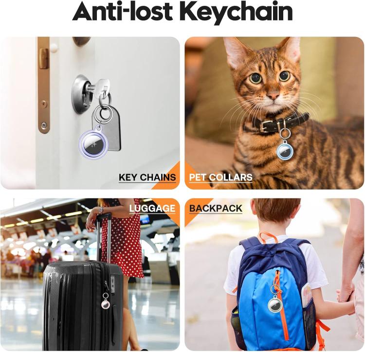 TPU Waterproof Protective Case with Keychain, For AirTag 2nd Gen / AirTag 1st Gen