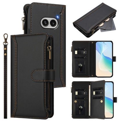 Magnetic Closure 9 Card Slots Zipper Leather Case with Hand Strap, For Nothing Phone 4a Pro, For Nothing Phone 4a, For Nothing Phone 3a, For Nothing Phone 3a Pro, For Nothing CMF Phone 1, For Nothing Phone 2A