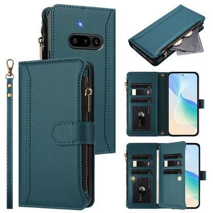 Magnetic Closure 9 Card Slots Zipper Leather Case with Hand Strap, For Nothing Phone 4a Pro, For Nothing Phone 4a, For Nothing Phone 3a, For Nothing Phone 3a Pro, For Nothing CMF Phone 1, For Nothing Phone 2A