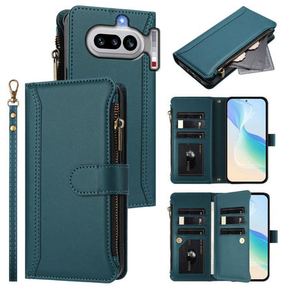 Magnetic Closure 9 Card Slots Zipper Leather Case with Hand Strap, For Nothing Phone 4a Pro, For Nothing Phone 4a, For Nothing Phone 3a, For Nothing Phone 3a Pro, For Nothing CMF Phone 1, For Nothing Phone 2A