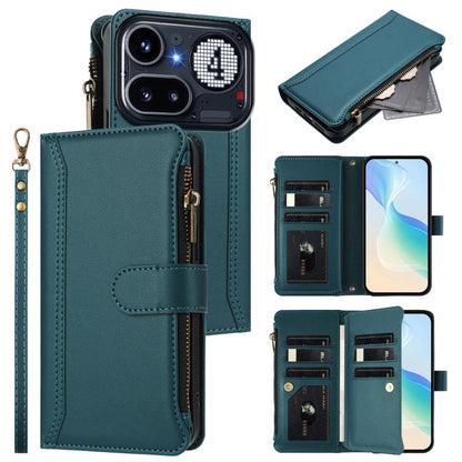 Magnetic Closure 9 Card Slots Zipper Leather Case with Hand Strap, For Nothing Phone 4a Pro, For Nothing Phone 4a, For Nothing Phone 3a, For Nothing Phone 3a Pro, For Nothing CMF Phone 1, For Nothing Phone 2A