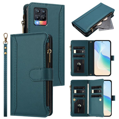 Magnetic Closure 9 Card Slots Zipper Leather Case with Hand Strap, For Realme C30 4G / Narzo 50i Prime / C30S, For Realme GT NEO 3T, For Realme 9 Pro+ 5G / Narzo 50 Pro, For Realme GT Neo3, For Realme V13 5G / Q3 5G / Q3i 5G, For Realme 9 Pro 5G Global...
