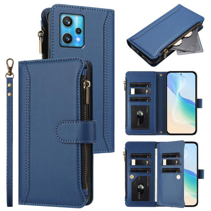 Magnetic Closure 9 Card Slots Zipper Leather Case with Hand Strap, For Realme C30 4G / Narzo 50i Prime / C30S, For Realme GT NEO 3T, For Realme 9 Pro+ 5G / Narzo 50 Pro, For Realme GT Neo3, For Realme V13 5G / Q3 5G / Q3i 5G, For Realme 9 Pro 5G Global...