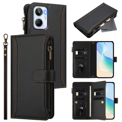 Magnetic Closure 9 Card Slots Zipper Leather Case with Hand Strap, For Realme GT 6 5G Global / GT 6T 5G Global, For Realme C67 4G Global / 12 Lite 4G Global, For Realme 12 Pro 5G Global / P1 Pro 5G, For Realme C53 4G Global / C51 4G                    ...