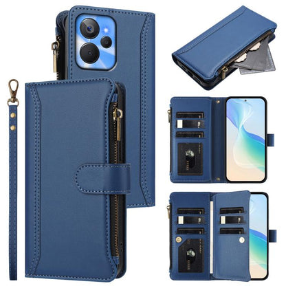 Magnetic Closure 9 Card Slots Zipper Leather Case with Hand Strap, For Realme GT 6 5G Global / GT 6T 5G Global, For Realme C67 4G Global / 12 Lite 4G Global, For Realme 12 Pro 5G Global / P1 Pro 5G, For Realme C53 4G Global / C51 4G                    ...