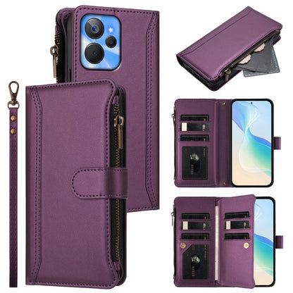 Magnetic Closure 9 Card Slots Zipper Leather Case with Hand Strap, For Realme GT 6 5G Global / GT 6T 5G Global, For Realme C67 4G Global / 12 Lite 4G Global, For Realme 12 Pro 5G Global / P1 Pro 5G, For Realme C53 4G Global / C51 4G                    ...