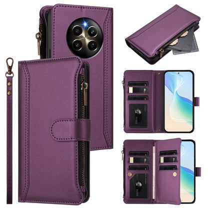 Magnetic Closure 9 Card Slots Zipper Leather Case with Hand Strap, For Realme GT 6 5G Global / GT 6T 5G Global, For Realme C67 4G Global / 12 Lite 4G Global, For Realme 12 Pro 5G Global / P1 Pro 5G, For Realme C53 4G Global / C51 4G                    ...