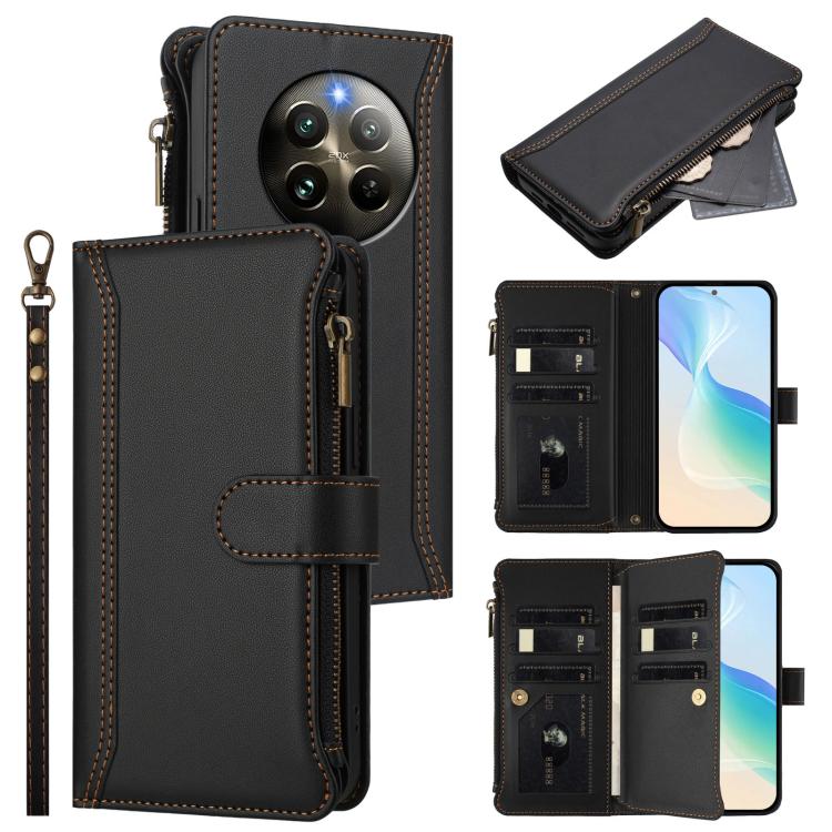 Magnetic Closure 9 Card Slots Zipper Leather Case with Hand Strap, For Realme Narzo 80 Pro, For Realme Narzo 80X, For Realme P3 Ultra 5G  Global, For Realme P3 5G Global, For Realme P3 Pro 5G  Global, For Realme 14 Pro+ 5G, For Realme 14 Pro 5G India  ...