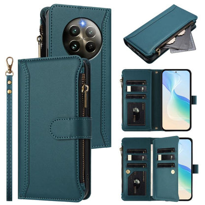Magnetic Closure 9 Card Slots Zipper Leather Case with Hand Strap, For Realme Narzo 80 Pro, For Realme Narzo 80X, For Realme P3 Ultra 5G  Global, For Realme P3 5G Global, For Realme P3 Pro 5G  Global, For Realme 14 Pro+ 5G, For Realme 14 Pro 5G India  ...