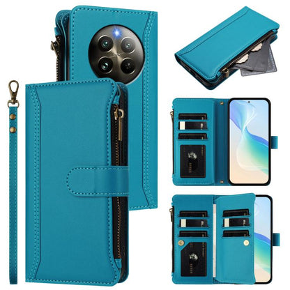 Magnetic Closure 9 Card Slots Zipper Leather Case with Hand Strap, For Realme Narzo 80 Pro, For Realme Narzo 80X, For Realme P3 Ultra 5G  Global, For Realme P3 5G Global, For Realme P3 Pro 5G  Global, For Realme 14 Pro+ 5G, For Realme 14 Pro 5G India  ...