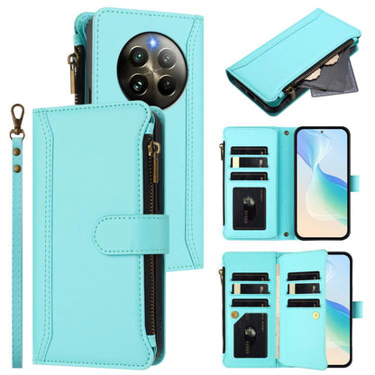 Magnetic Closure 9 Card Slots Zipper Leather Case with Hand Strap, For Realme Narzo 80 Pro, For Realme Narzo 80X, For Realme P3 Ultra 5G  Global, For Realme P3 5G Global, For Realme P3 Pro 5G  Global, For Realme 14 Pro+ 5G, For Realme 14 Pro 5G India  ...