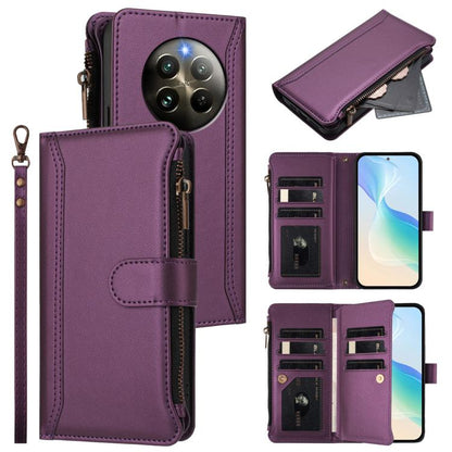 Magnetic Closure 9 Card Slots Zipper Leather Case with Hand Strap, For Realme Narzo 80 Pro, For Realme Narzo 80X, For Realme P3 Ultra 5G  Global, For Realme P3 5G Global, For Realme P3 Pro 5G  Global, For Realme 14 Pro+ 5G, For Realme 14 Pro 5G India  ...