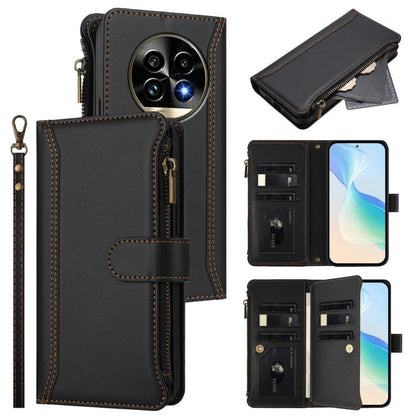 Magnetic Closure 9 Card Slots Zipper Leather Case with Hand Strap, For Realme Narzo 80 Pro, For Realme Narzo 80X, For Realme P3 Ultra 5G  Global, For Realme P3 5G Global, For Realme P3 Pro 5G  Global, For Realme 14 Pro+ 5G, For Realme 14 Pro 5G India  ...