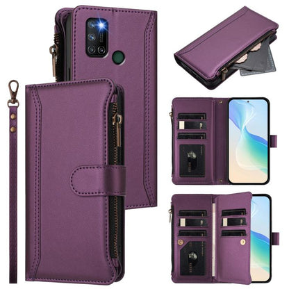 Magnetic Closure 9 Card Slots Zipper Leather Case with Hand Strap, For Realme C30 4G / Narzo 50i Prime / C30S, For Realme GT NEO 3T, For Realme 9 Pro+ 5G / Narzo 50 Pro, For Realme GT Neo3, For Realme V13 5G / Q3 5G / Q3i 5G, For Realme 9 Pro 5G Global...
