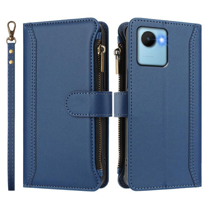 Magnetic Closure 9 Card Slots Zipper Leather Case with Hand Strap, For Realme C30 4G / Narzo 50i Prime / C30S, For Realme GT NEO 3T, For Realme 9 Pro+ 5G / Narzo 50 Pro, For Realme GT Neo3, For Realme V13 5G / Q3 5G / Q3i 5G, For Realme 9 Pro 5G Global...