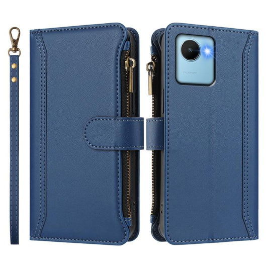 Magnetic Closure 9 Card Slots Zipper Leather Case with Hand Strap, For Realme C30 4G / Narzo 50i Prime / C30S, For Realme GT NEO 3T, For Realme 9 Pro+ 5G / Narzo 50 Pro, For Realme GT Neo3, For Realme V13 5G / Q3 5G / Q3i 5G, For Realme 9 Pro 5G Global...