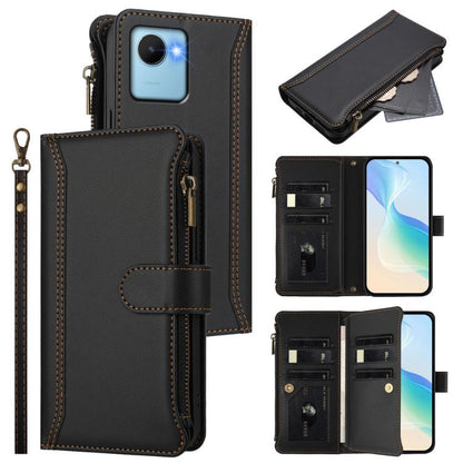 Magnetic Closure 9 Card Slots Zipper Leather Case with Hand Strap, For Realme C30 4G / Narzo 50i Prime / C30S, For Realme GT NEO 3T, For Realme 9 Pro+ 5G / Narzo 50 Pro, For Realme GT Neo3, For Realme V13 5G / Q3 5G / Q3i 5G, For Realme 9 Pro 5G Global...