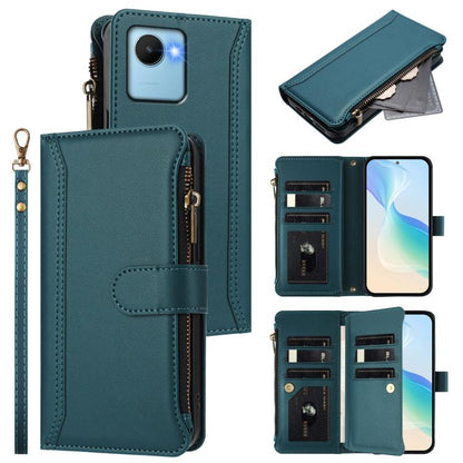 Magnetic Closure 9 Card Slots Zipper Leather Case with Hand Strap, For Realme C30 4G / Narzo 50i Prime / C30S, For Realme GT NEO 3T, For Realme 9 Pro+ 5G / Narzo 50 Pro, For Realme GT Neo3, For Realme V13 5G / Q3 5G / Q3i 5G, For Realme 9 Pro 5G Global...
