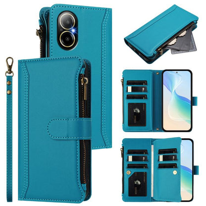 Magnetic Closure 9 Card Slots Zipper Leather Case with Hand Strap, For Realme GT 6 5G Global / GT 6T 5G Global, For Realme C67 4G Global / 12 Lite 4G Global, For Realme 12 Pro 5G Global / P1 Pro 5G, For Realme C53 4G Global / C51 4G                    ...
