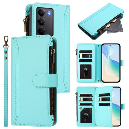 Magnetic Closure 9 Card Slots Zipper Leather Case with Hand Strap, For Realme Narzo 80 Pro, For Realme Narzo 80X, For Realme P3 Ultra 5G  Global, For Realme P3 5G Global, For Realme P3 Pro 5G  Global, For Realme 14 Pro+ 5G, For Realme 14 Pro 5G India  ...