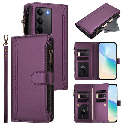 Magnetic Closure 9 Card Slots Zipper Leather Case with Hand Strap, For Realme Narzo 80 Pro, For Realme Narzo 80X, For Realme P3 Ultra 5G  Global, For Realme P3 5G Global, For Realme P3 Pro 5G  Global, For Realme 14 Pro+ 5G, For Realme 14 Pro 5G India  ...