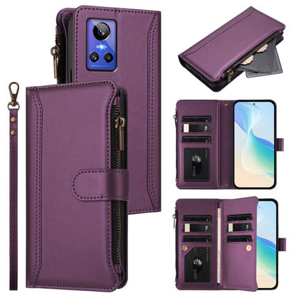 Magnetic Closure 9 Card Slots Zipper Leather Case with Hand Strap, For Realme C30 4G / Narzo 50i Prime / C30S, For Realme GT NEO 3T, For Realme 9 Pro+ 5G / Narzo 50 Pro, For Realme GT Neo3, For Realme V13 5G / Q3 5G / Q3i 5G, For Realme 9 Pro 5G Global...