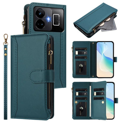 Magnetic Closure 9 Card Slots Zipper Leather Case with Hand Strap, For Realme GT 6 5G Global / GT 6T 5G Global, For Realme C67 4G Global / 12 Lite 4G Global, For Realme 12 Pro 5G Global / P1 Pro 5G, For Realme C53 4G Global / C51 4G                    ...
