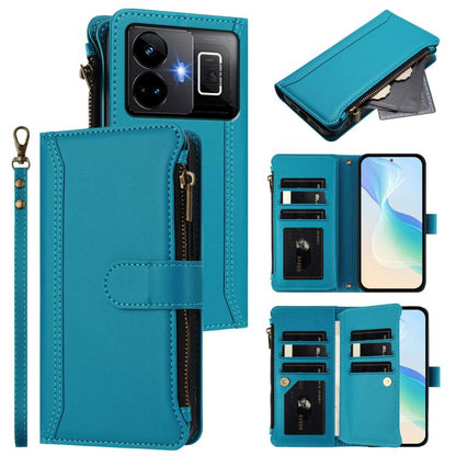Magnetic Closure 9 Card Slots Zipper Leather Case with Hand Strap, For Realme GT 6 5G Global / GT 6T 5G Global, For Realme C67 4G Global / 12 Lite 4G Global, For Realme 12 Pro 5G Global / P1 Pro 5G, For Realme C53 4G Global / C51 4G                    ...