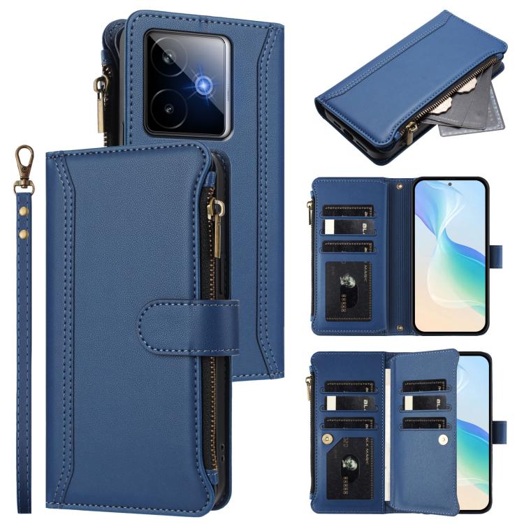 Magnetic Closure 9 Card Slots Zipper Leather Case with Hand Strap, For Realme 16T 5G Global, For Realme C83 5G India/C85 5G, For Realme P4 Power 5G, For Realme Note 80 4G Global, For Realme 16 5G Global, For Realme 16 Pro+ 5G Global                    ...