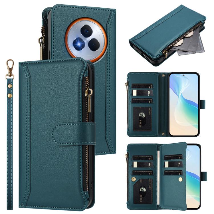 Magnetic Closure 9 Card Slots Zipper Leather Case with Hand Strap, For Realme Narzo 80 Pro, For Realme Narzo 80X, For Realme P3 Ultra 5G  Global, For Realme P3 5G Global, For Realme P3 Pro 5G  Global, For Realme 14 Pro+ 5G, For Realme 14 Pro 5G India  ...