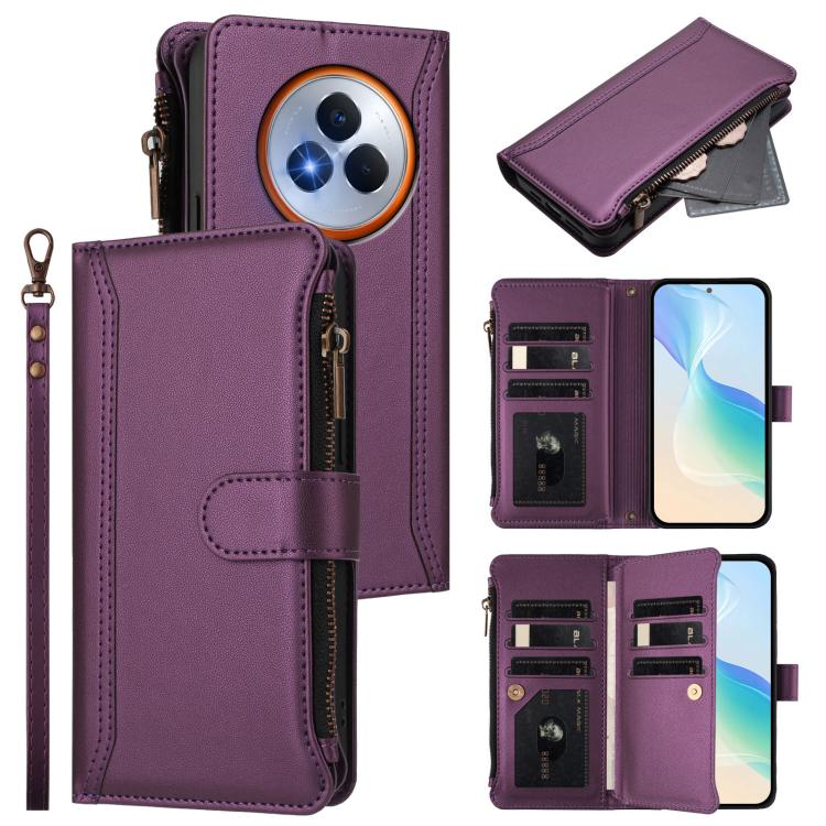Magnetic Closure 9 Card Slots Zipper Leather Case with Hand Strap, For Realme Narzo 80 Pro, For Realme Narzo 80X, For Realme P3 Ultra 5G  Global, For Realme P3 5G Global, For Realme P3 Pro 5G  Global, For Realme 14 Pro+ 5G, For Realme 14 Pro 5G India  ...