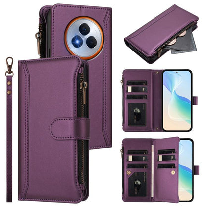 Magnetic Closure 9 Card Slots Zipper Leather Case with Hand Strap, For Realme Narzo 80 Pro, For Realme Narzo 80X, For Realme P3 Ultra 5G  Global, For Realme P3 5G Global, For Realme P3 Pro 5G  Global, For Realme 14 Pro+ 5G, For Realme 14 Pro 5G India  ...