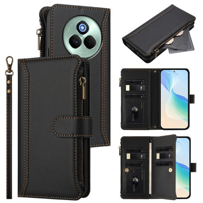 Magnetic Closure 9 Card Slots Zipper Leather Case with Hand Strap, For Realme Narzo 80 Pro, For Realme Narzo 80X, For Realme P3 Ultra 5G  Global, For Realme P3 5G Global, For Realme P3 Pro 5G  Global, For Realme 14 Pro+ 5G, For Realme 14 Pro 5G India  ...