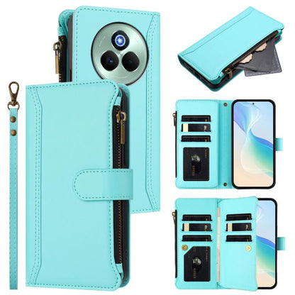 Magnetic Closure 9 Card Slots Zipper Leather Case with Hand Strap, For Realme Narzo 80 Pro, For Realme Narzo 80X, For Realme P3 Ultra 5G  Global, For Realme P3 5G Global, For Realme P3 Pro 5G  Global, For Realme 14 Pro+ 5G, For Realme 14 Pro 5G India  ...