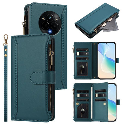 Magnetic Closure 9 Card Slots Zipper Leather Case with Hand Strap, For Realme Narzo 80 Pro, For Realme Narzo 80X, For Realme P3 Ultra 5G  Global, For Realme P3 5G Global, For Realme P3 Pro 5G  Global, For Realme 14 Pro+ 5G, For Realme 14 Pro 5G India  ...