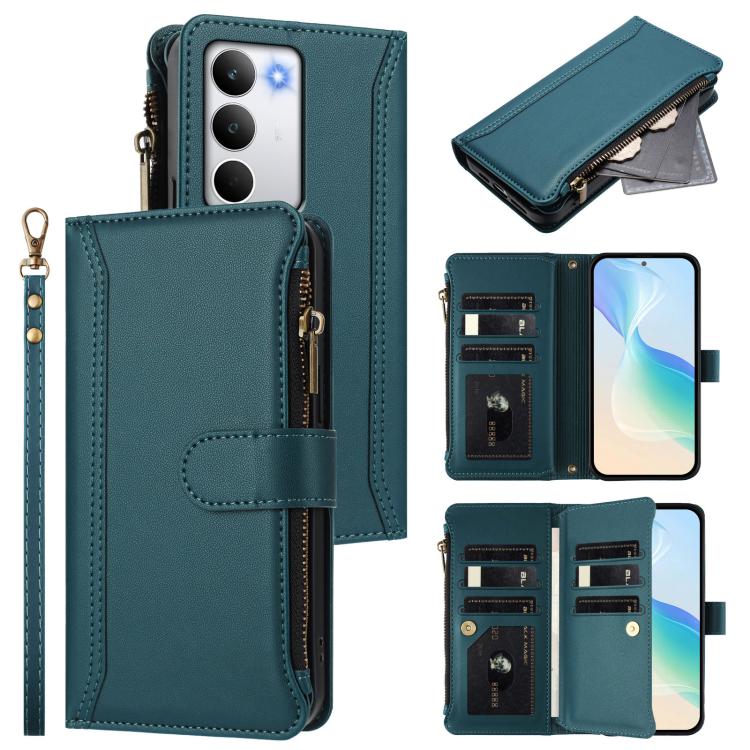 Magnetic Closure 9 Card Slots Zipper Leather Case with Hand Strap, For Realme 16T 5G Global, For Realme C83 5G India/C85 5G, For Realme P4 Power 5G, For Realme Note 80 4G Global, For Realme 16 5G Global, For Realme 16 Pro+ 5G Global                    ...